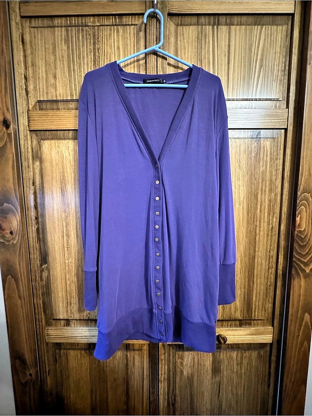 MEROKEETY Purple Button Front Cardigan Like New